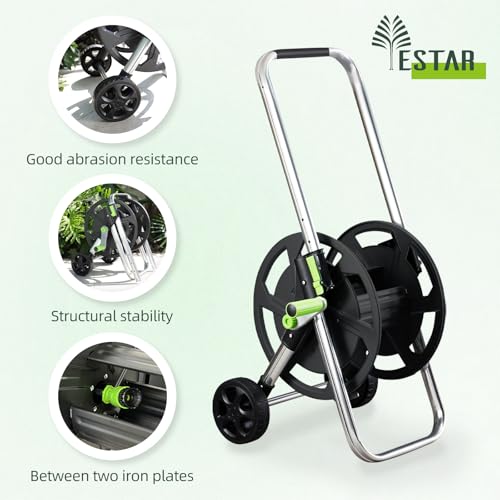Garden Hose Reel Cart, Holds 75-150 Feet of 5/8" Hose - color: Black