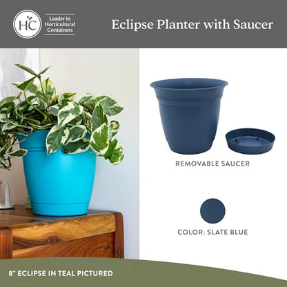 The HC Companies Eclipse Round Planter Pot, 10 Inch, Slate Blue, 2-Pack - color: Slate Blue, size: 10" (Pack of 2)