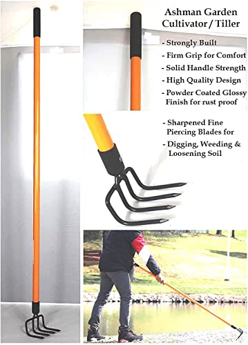 Ashman Garden Cultivator (1Pack)– Sturdy Hand Tiller/Cultivator – Heavy Duty Blade for Digging, Loosening Soil and Weeding – Rubber Grip Handle for a Strong Hold – Rust Resistant - size: 1 Pack