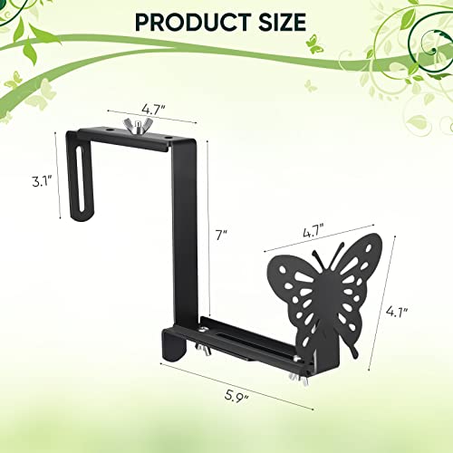 VIVIKEN Planter Box Bracket, Adjustable Window Box Holder with Butterfly - size: 4 Pack Black Butterfly