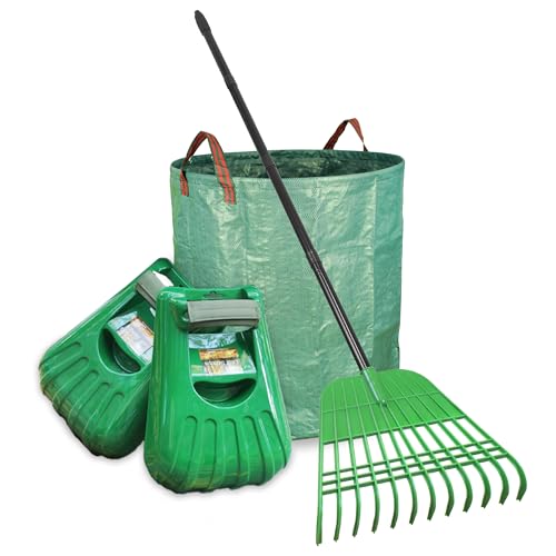 Gardzen 67" Adjustable Long Handle Rake with Large Leaf Scoops - style: Scoops & Rake Set