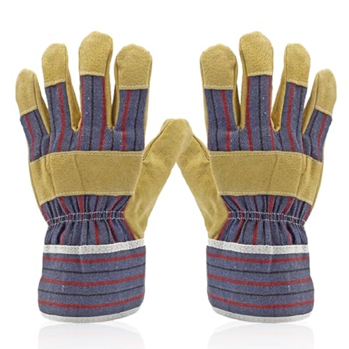 Work Gloves for Men, Mechanic Work Gloves with Enhanced Grip Non-Slip Breathable for Yard, Outdoor and Mechanic Work - color: Light Yellow, size: Large
