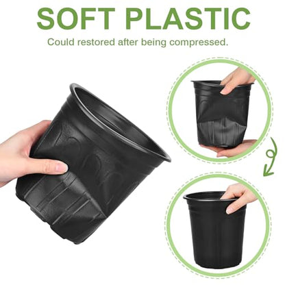 GroTheory 100 Pack 1 Gallon Nursery Pots, 6.7 Inch Plastic Pots for Plants