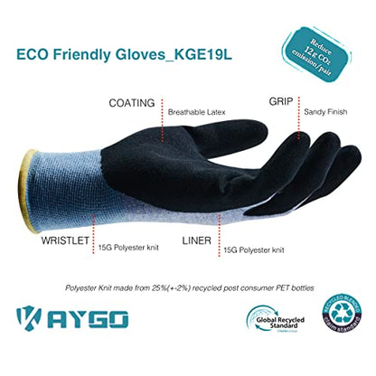 KAYGO Women's Work Gloves, Sandy Latex Grip, Breathable - color: Blue, size: X-Small