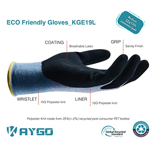 KAYGO Women's Work Gloves, Sandy Latex Grip, Breathable - color: Blue, size: X-Small