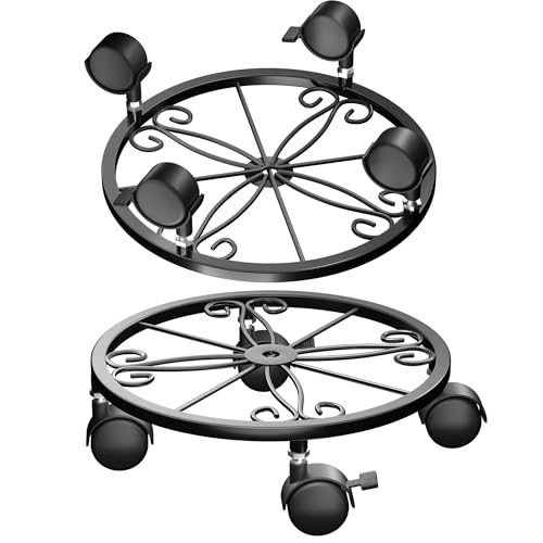2-Pack Plant Caddy with Wheels, 360° Lockable Plant Stand with Wheels. - size: 2 Pack