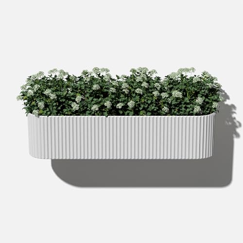 Veradek Demi Series Railing Planter - Round Window Box with Bracket - color: White, size: 36 inch