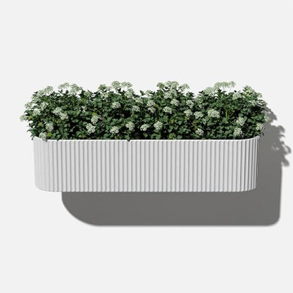 Veradek Demi Series Railing Planter - Round Window Box with Bracket - color: White, size: 36 inch