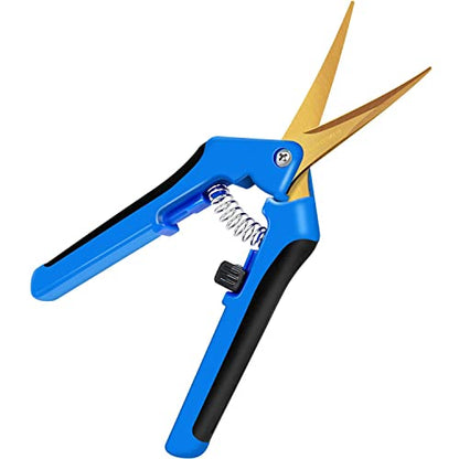 iPower 6.5 Inch Garden Pruning Shears with Titanium Coated Curved Precision Blades, Blue, 1-Pack - color: Blue, size: 1-pack