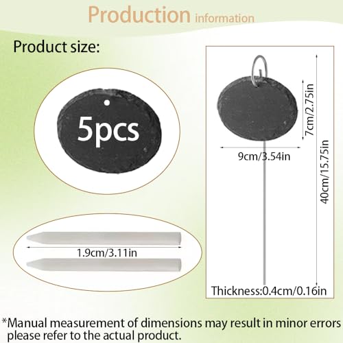 Slate Plant Labels Garden Markers Signs Labels with Stainless Steel Stake & Marker Pen Waterproof Slate Plant Labels for Flowers, Herbs, Potted Plants, Seed (Oval, 5PCS) - size: 5PCS, style: Oval