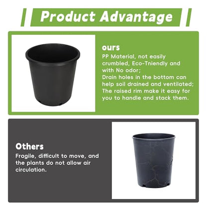 HOSTIC 1 Gallon Flexible Nursery Pots Gallon Pot with Drainage Holes Plastic Plant Container Suitable for Indoor Outdoor Vegetables Flowers Plants 10 PCS - size: Standard 1 Gallon