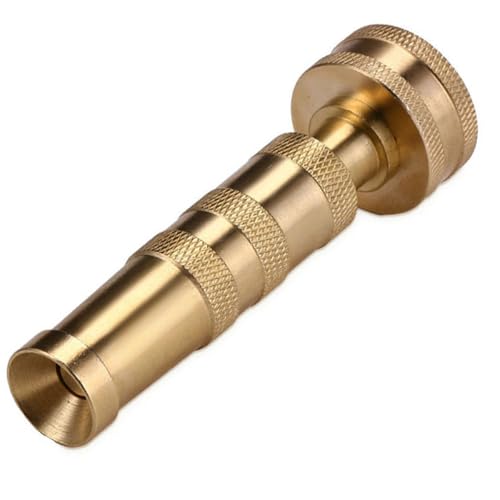 Garden Hose Nozzle, Heavy Duty High Pressure Water Spray Nozzle with 8 Spray Patterns, Leakproof Metal Hose End Sprayer for Car Wash, Watering Plants, Cleaning Patio, and Pet Shower - color: Brass