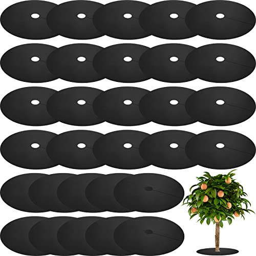 Macarrie 30 Pcs Weed Barrier Mat Tree Mulch Ring Fabric Cover, 20.5 Inch - size: 20.5 Inch