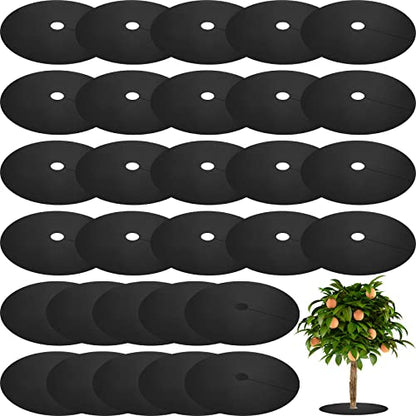 Macarrie 30 Pcs Weed Barrier Mat Tree Mulch Ring Fabric Cover, 20.5 Inch - size: 20.5 Inch