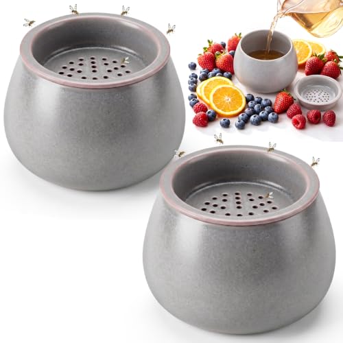 1 Pack Ceramic Fruit Fly Traps Reusable, Reactive Glaze, Light Blue Gray - color: Light Blue Gray, size: Reactive Glaze
