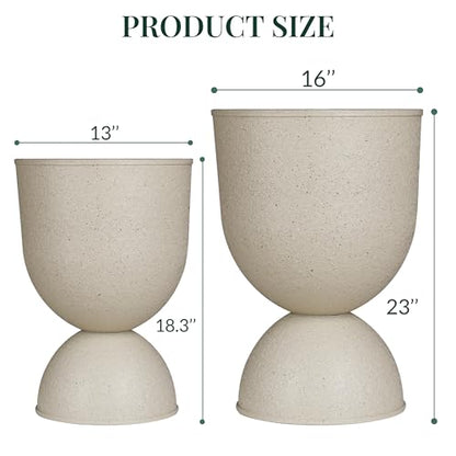 KOL Plastic Planters, Beige Urn Planters 2 Pack, 18 Inch+23 Inch - color: Beige, size: Bundle: 18"+23"