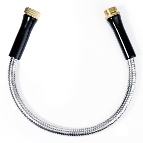 SheeChung Short Garden Hose 2ft x 5/8",Metal Garden Hose for Hose Reel Faucet,Heavy Duty 304 Stainless Steel Metal Leader Hose,Lightweight & Leakproof Water Hose for Outdoor,Yard,Lawn,Male to Female - size: 2FT-Male to Female
