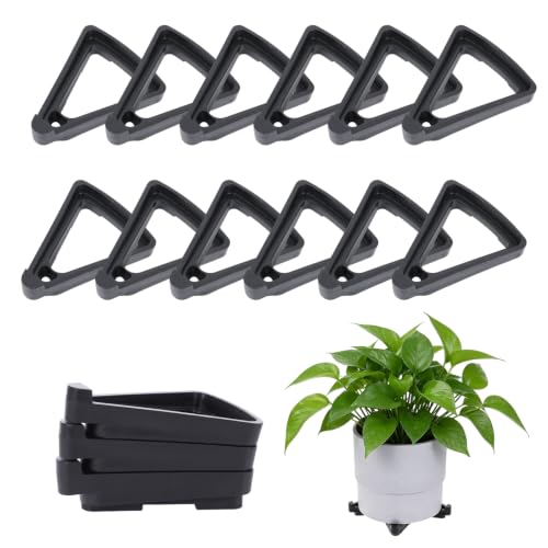 15pcs Pot Feet for Outdoor Planters, Invisible Planter Feet & Pot Toes, Flower Pots Lifters Risers, Heavy Duty Plant Feets for Indoors, Stabilizers from Wind to Prevent Stains & Water Damage(black) - color: Black