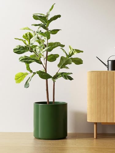 LE TAUCI 12 Inch Pot for Plants, Ceramic Indoor Planter, Bamboo Green - color: Bamboo Green