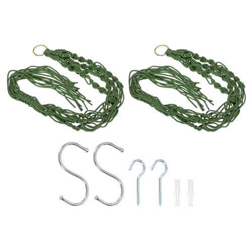 PATIKIL Macrame Hanging Planter, 2 Pack 39 Inch Handmade Hanging Plant Holders Flower Pot Hanger Flower Pot Hanger for Indoor Outdoor Decor, Dark Green - color: Dark Green