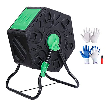 F2C 18.5 Gallon Compost Tumbler Compost Bin All-Season Outdoor BPA Free Single Rotating Chamber Composters w/ 2 Sliding Doors and Solid Steel Frame - size: 18.5 Gallon