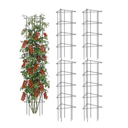 Vego 3-Panel Tomato Cage for Garden & Pots, Rust-Resistant Tomato Stakes Plant Cage Trellis Support for Climbing Vegetables Plants - 14.5" Triangle 3 Pack - size: 14.5 inch