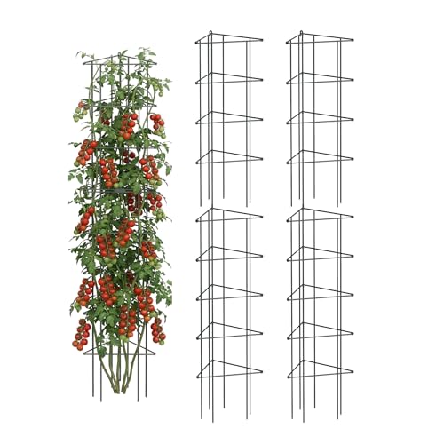 Vego 3-Panel Tomato Cage for Garden & Pots, Rust-Resistant Tomato Stakes Plant Cage Trellis Support for Climbing Vegetables Plants - 14.5" Triangle 3 Pack - size: 14.5 inch