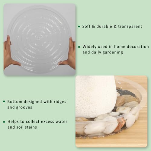 JERIA 12 Inch 20 Pack Clear Plant Saucers,Plastic Flower Pot Trays,Round Durable Plant Drip Trays for Indoor and Outdoor - size: 12 Inch (20 Pack)