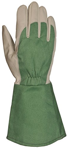 Bellingham C7352L Thorn-Resistant Gauntlet Gloves, Leather Palm with Canvas Gauntlet, Large, Green Canvas/Grey Palm - color: Large, size: Large