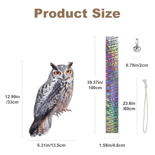 5PCS Garden Owl to Keep Pigeons Away from Porch Flat Paper Fake Owl to Scare Pigeon Away from Balcony Hanging Plastic Owl Woodpecker Scare Devices with Reflective Tape for Outdoor Patio Roof Yard - color: Grey 5pcs