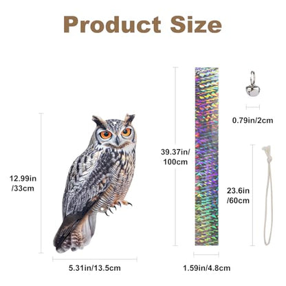 5PCS Garden Owl to Keep Pigeons Away from Porch Flat Paper Fake Owl to Scare Pigeon Away from Balcony Hanging Plastic Owl Woodpecker Scare Devices with Reflective Tape for Outdoor Patio Roof Yard - color: Grey 5pcs