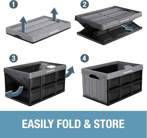 CleverMade Collapsible Storage Bins, 32L 3 Pack, 66 lb Stackable, Ocean - color: Ocean, size: 32l - 3 Pack