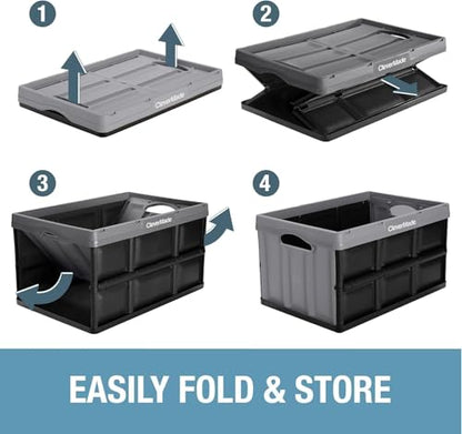 CleverMade Collapsible Storage Bins, 62L 3 Pack, 100 lb Stackable, Ocean - color: Ocean, size: 62l - 3 Pack
