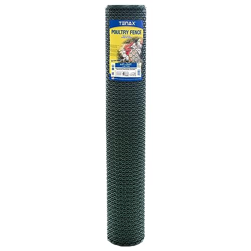 Tenax Poultry Fence - Durable Plastic Poultry Fencing - 4 ft x 25 ft - Green Plastic - color: Green, size: 4-ft x 25-ft