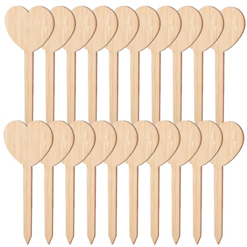20Pcs Wooden Heart Design Plant Labels Garden Markers for Potted Plants Durable Wooden Tags for Plant Identification and Decoration Indoor and Outdoor Use