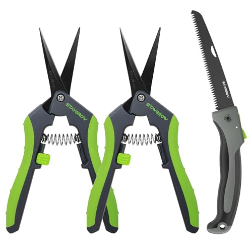 6.5" Pruning Shears(2pcs Curved) and 7" Folding Hand Pruning Saw Set Ideal Gardening Gifts