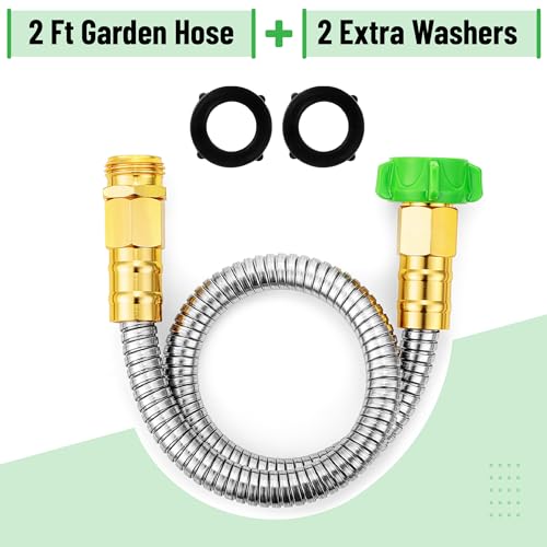 UNCO- Stainless Steel Metal Hose, 2 Feet, No Kink, Short Garden Hose Metal - color: Silver, size: 2 ft