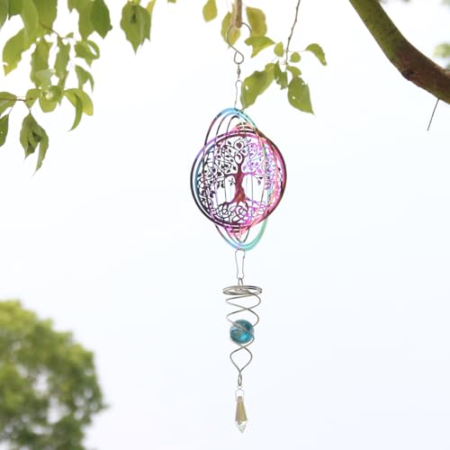 Phuryllic Wind Spinners Outdoor, Garden Decor, Bird Deterrents for Outside, 3D Metal Yard Decorations for Patio & Backyard, Unique Gardening Gifts for Women & Moms - Tree of Life - color: 1pc Purple Tree of Life