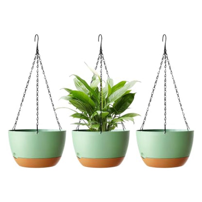 Hanging Planters, 3 Pack, Self-Watering, 10 Inch, Green - color: Green, size: 10 Inch