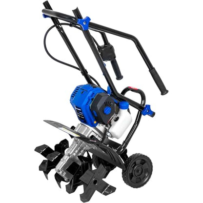 BILT HARD 46cc 4-Cycle 1.9HP Gas Powered Tiller Cultivator - 16" Heavy-Duty Steel Tines Rototiller, Adjustable Wheels & Cushioned Handle Grips for Plowing, Tilling, Weeding in Garden, Farm