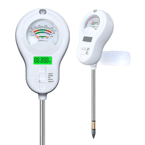 LSENLTY 6-in-1 Soil Moisture Meter, Measures Soil Moisture,Light Intensity, Ambient Humidity, Ambient Temperature, Soil pH, and Soil Fertility. Suitable for Horticulture, lawns, and Agriculture