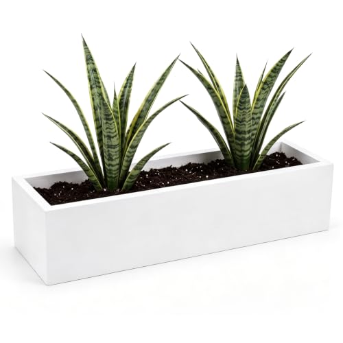 Novabright 24 Inch Wood Window Planter Box with L-Bracket,White