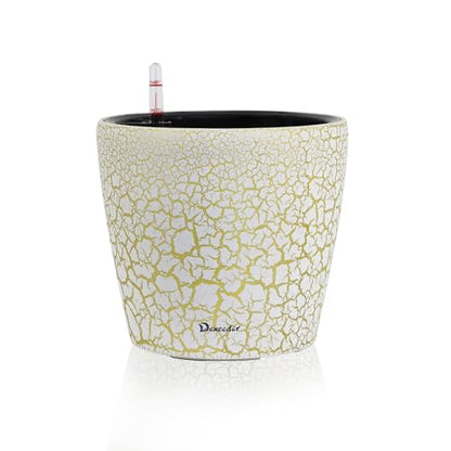Dexceder 9x8 Self Watering Planter (White Gold Crackle) - color: White Gold, size: 9x8