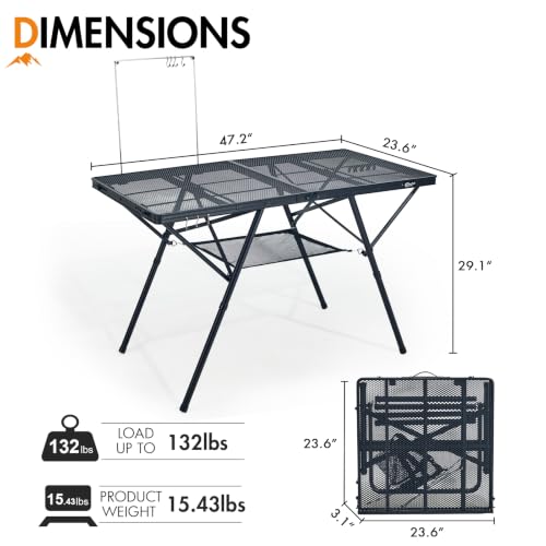 Portal 4 ft Folding Camping Grill Table Heavy Duty Portable Outdoor for BBQ