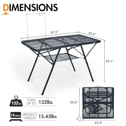Portal 4 ft Folding Camping Grill Table Heavy Duty Portable Outdoor for BBQ