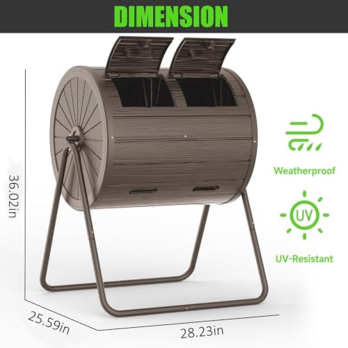PatioZen Compost Bin 43 Gallon Outdoor, Grey - color: Gray, size: 43 Gallon