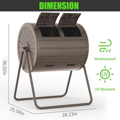 PatioZen Compost Bin 43 Gallon Outdoor, Grey - color: Gray, size: 43 Gallon