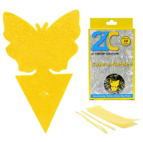 Yellow Dual Sticky Fly Traps 10-Pack for Gnat Whiteflies Fungus Gnats Flying Insects - Houseplant Disposable Glue Trappers Save a Garden Butterfly Shape