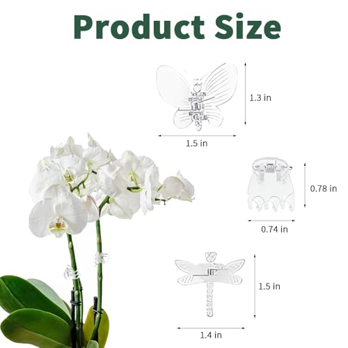 80 Pcs Orchid Clips Butterfly Dragonfly Shaped Plant Clips Flower Plant Support Clip for Garden Vine Stem Plants Climbing Clasp Plant Orchid Clip, Transparent, 3 Styles