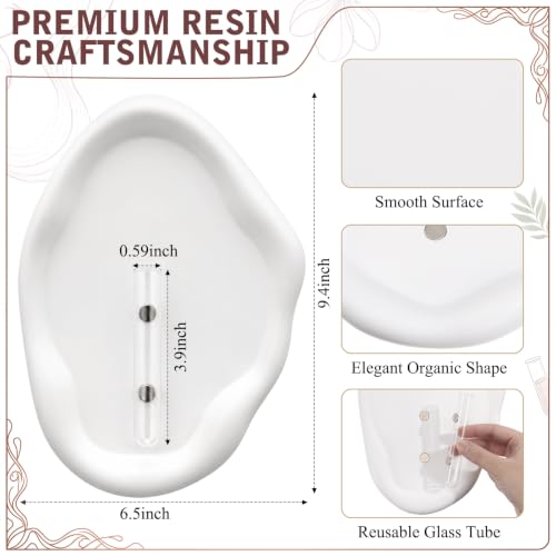 Modern Wall Mounted Resin Vase with Magnetic Glass Tube, White - color: White